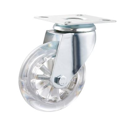 China PIVOT Furniture Caster Wheel Contemporary Clear 3 Inch Office Chair PU Caster Transparrent Chair Wheel for sale