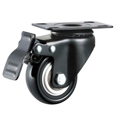 China Modern Light Duty Caster 1.5inch Swivel Caster Bracket Caster 38mm High Temperature Resistant Black PVC PU Locking Wheels For Chairs for sale