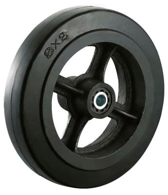 China 200x50 Flat Free Rubber Wheel With Cast Iron Core Roller Bearing 8 Inch Trolley Wheels for sale