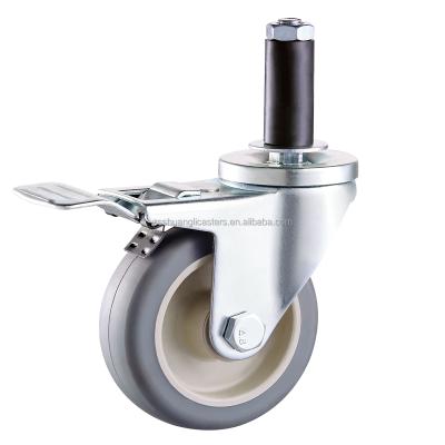 China Heavy Duty PIVOT Apparatus Casters 100mm Expander Fitting Rod Caster Swivel Medical Bed Equipment Trolley Wheel for sale