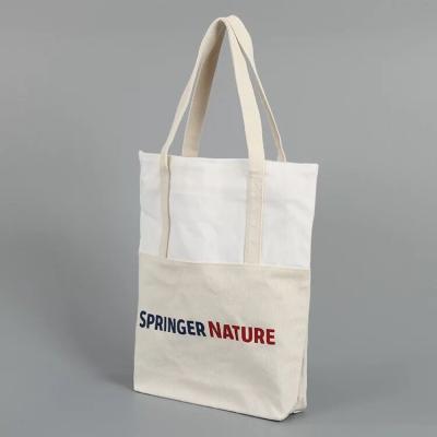 China Portable Cotton Bag Canvas Durable Durable And Zipper Shopping Bag Silk Printing Bag for sale