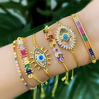 China 5 piece 3 crystal rainbow CLASSIC iix blue bad eye XII protection tigereye tigers eye braclets set kids for sale