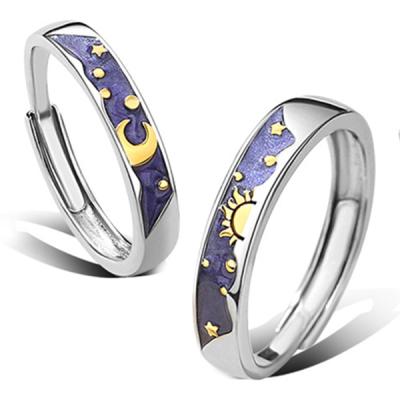 China CLASSIC Sol y Luna anillos la luna anillos plata s925 golden sun and moon ring for sale