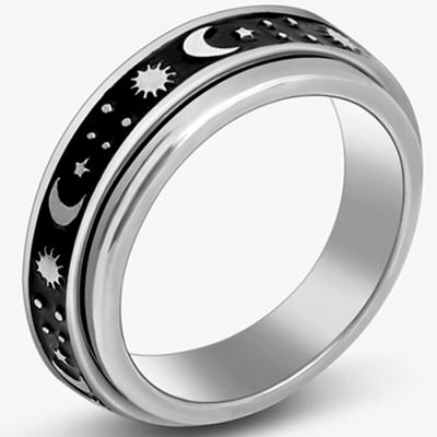 China CLASSIC rotary couple of sun and moon stainless steel solenoid y luna collar de pulseras rings stainless steel sun and moon rinh for sale