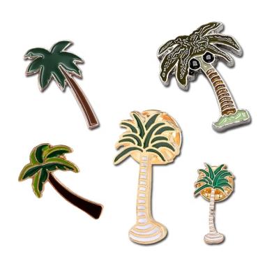 China Custom Europe logo cartoon coconut tree leaves lapel pin kartun pohon kelapa emanel gambar pin for sale