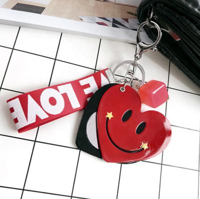 China High Quality Plastic Acrylic Heart Shape Key Chain Mirror for sale