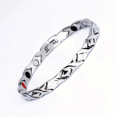 China Current Luxury Bracelet Crystal Magnetic Health Bracelets Women Stainless Steel Zircon Bracelet for sale