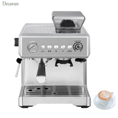 China Hotel Die Casting Aluminum Bean To Cup Thermoblock Coffee Maker Italian Semi Automatic Espresso Coffee Machine With Grinder for sale