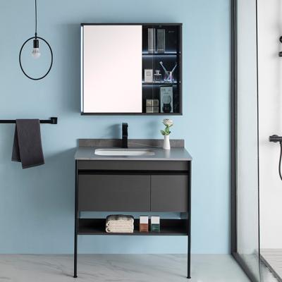 China Water Render Modern Bathroom Vanity Table With Mirror Small Bathroom Vanity Hot Selling Solid Wood Cabinet With Wash Basin Heavy Duty for sale