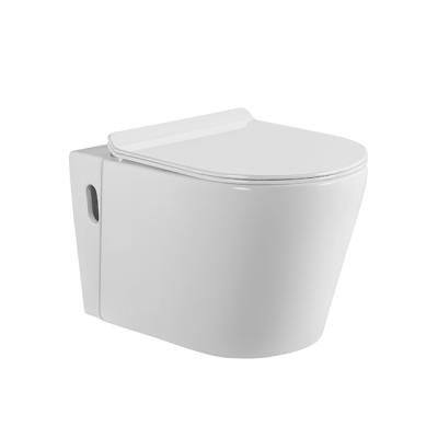 China New Design Concealed Modern One Piece Rimless Flushing System Sanitary Ware Wc Ceramic Cistern Wall Hung Toilet for sale