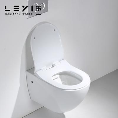 China Concealed Modern Rimless Bathroom Sanitary Ware System Sanitary Ware WC Ceramic Wall Hung Toilet for sale