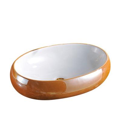 China Easy Clean European Style Sanitary Ware Bathroom Sinks Modern Oval Porcelain Art Ceramic Basin for sale