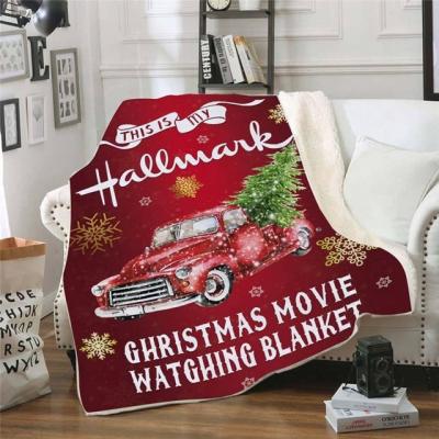 China Custom Print Super Soft Warming Christmas 2 Ply Sherpa Flannel Throw Blanket Blanket for sale