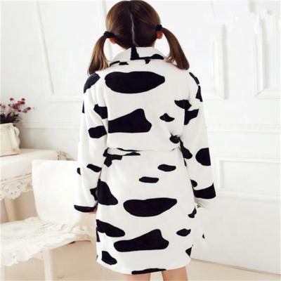 China New Design Kids Fleece Flannel Cow Print Thermal Cute Cartoon Kids Breathable Bathrobe for sale