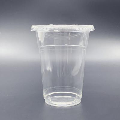 China 16oz Disposable Biodegradable Clear Plastic Cup With High Lid Disposable Drinks Cup With Drink Coffee Iced Tea for sale