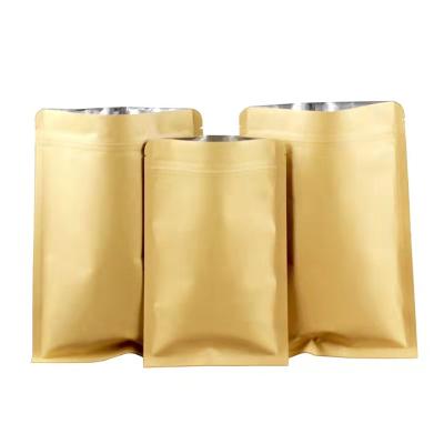 China Craft Disposable Stand Up Zip Lock Paper Bag With Foil Inside Kraft Paper Bags For Tea Coffee Dry Food Packaging Storage Bags for sale