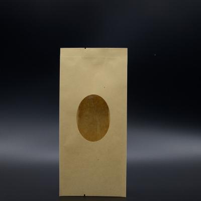 China 100pcs Food Stand Up Bakery Bags With Small Window Brown Paper Bags Window Craft Bags For Cafe Dessert Snacks for sale