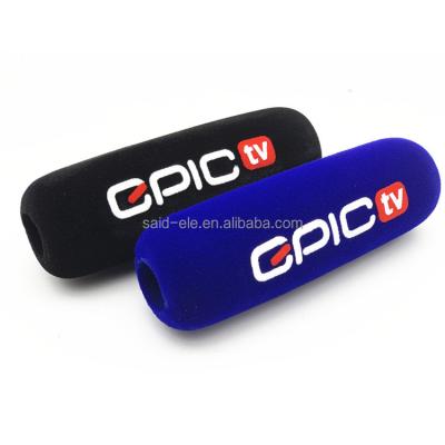 China Headset Microphone Tanzania Africa TV Channel Microphone Foams Mic Windshields With High Quality 3D Logo Print Embossed Logo Print for sale