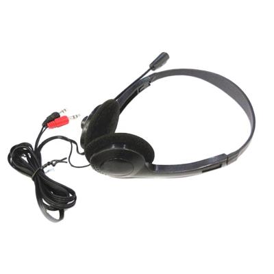 China Single Side Headband Call Center Phone Earpiece Headset With Dual Microphone Jack For Computer Use for sale