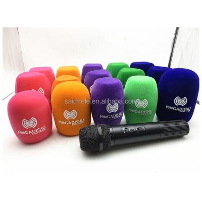 China Handheld Microphone Somalia TV Channel Foam Windscreen Logo Printed Mic Windscreens For Journalists Journalists for sale