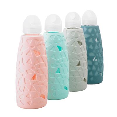 China Wholesale Leakproof Colored Viable Borosilicate Glass Water Bottles With Silicone Sleeves for sale