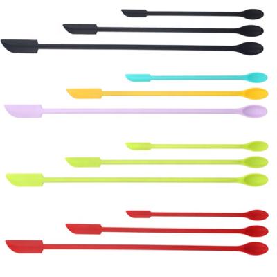 China Viable Reusable Small Mini Silicone Makeup Spatula Slim Jar Silicone Scraper for Kitchen Perfect for Blending Sampling Beauty Product for sale