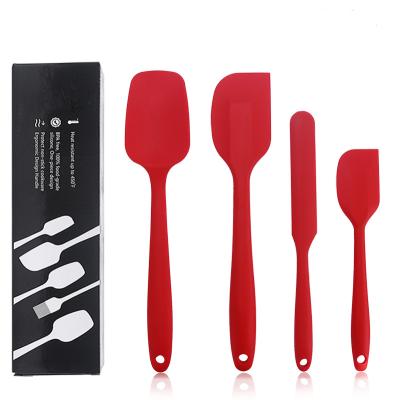 China Sustainable Silicone Spatula Set Cooking Utensils For Non Stick Baking Mix Heat Resistant BPA Free Food Grade (4 Pieces Set) for sale