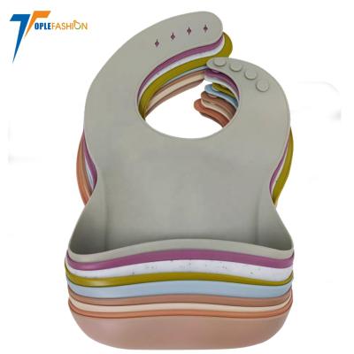 China INS Antibacterial Waterproof Easily Cloth Food Grade Silicone Baby Bibs Wholesale Clean Making Easily for sale