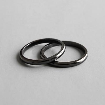 China Custom 925 Sterling Silver New Vacuum Plating Shiny Black Ring Silver Jewelry for sale