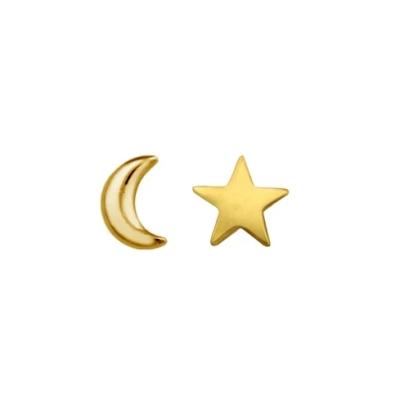 China Minimalist Delicacy Moon Star Stud Earrings 925 Gold Sterling Silver Earring For Women Small Jewelry CLASSIC for sale