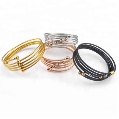 China CLASSIC Titanium Steel Wrapped Elastic Bracelet Stainless Steel Female Bangle Jewelry for sale