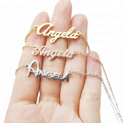 China 316L FASHIONABLE Real Custom Real Stainless Steel DIY Letter Message Necklace Handwriting Signature Necklace 18K Gold Plated Real for sale