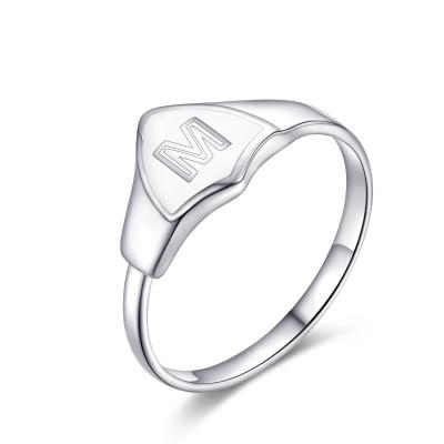 China CLASSIC Minimalist Stainless Steel #14 A-Z 26 Letter Thumb Ring Adjustable Enamle Alphabet Ring for sale