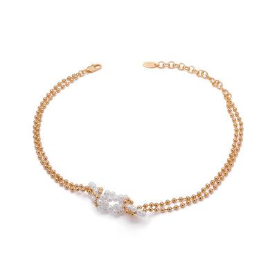 China FASHIONABLE Freshwater Pearl Necklace 18K Gold Brass Round Beads Necklace for sale