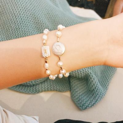 China Baroque pearl bracelet casual/sporty vintage gold pearls natural pearl bracelet handmade jewelry for women for sale