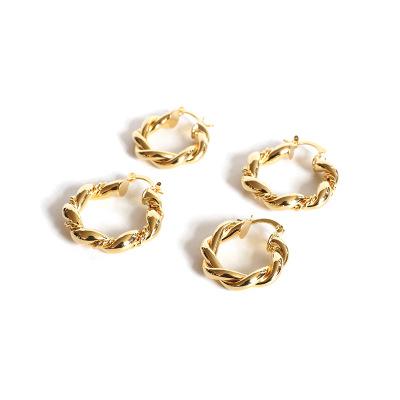 China New CLASSIC Wholesale Gold Plated Hoop Earrings Geometry Copper Twist Braided Inspirational Earrings Jewelry For Women for sale