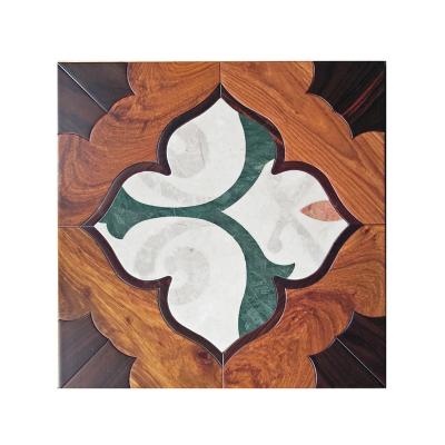 China 2021 New Fashion Multilayer Solid Wood Flooring Solid Wood Flooring With Embedded Jade Material Decoration for sale