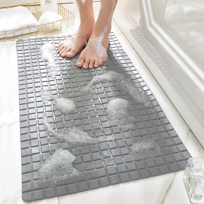 China Sustainable Environmentally Friendly Rectangular Non-Toxic Bathroom Shower Mat With Suction Pad And Drain Holes for sale