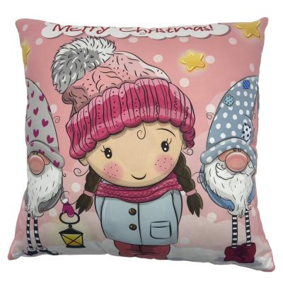 China Customized Traditional Sublimation Printed Tile Crate Cushion Cover Sets With Gnome For Christmas Decoration for sale