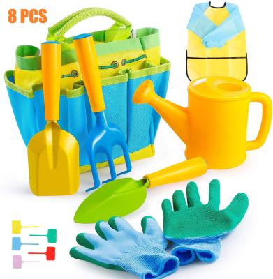 China Wholesale Good Quality Gardening/Beach Playing 8 in 1 Kindergarten Tool Kit with Metal Head and Plastic Handle Great for Kids Gifts for sale