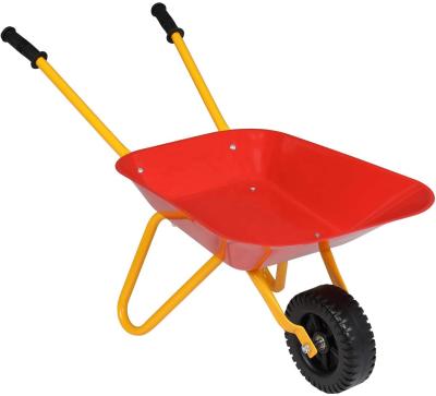 China Gardening/Beach Playing Sturdy Wholesale Kids Outdoor Garden Toy Wheelbarrow With Rubber Hand Grips Good For Sand Snow Tools for sale