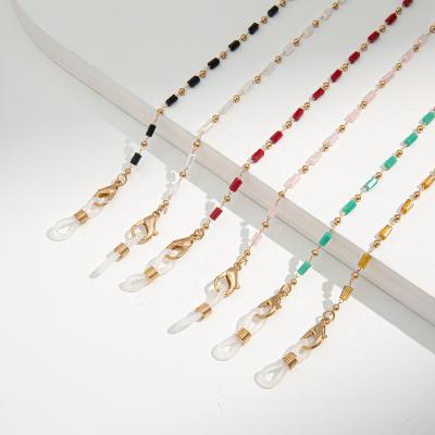 China Designers Pebble Glass Alloy Stand Chain Eye Masking Glass Chain OMLYW11-7 for sale