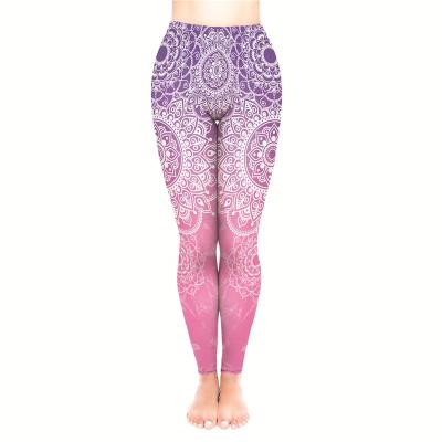 China MANDALA OMBRE Breathable 3D Printing Yoga Pant Christmas Hot Selling Buttery Soft PURPLE Gaiters for sale