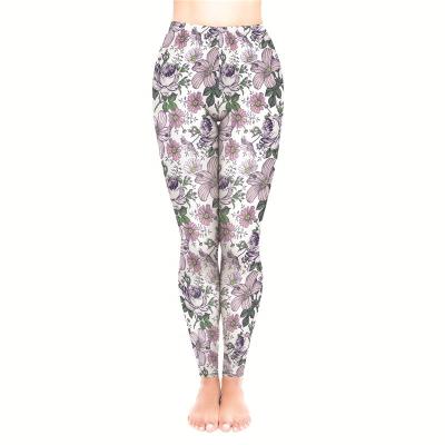 China Hot Selling Buttery Soft Breathable DRAWN FLOWERS 3D Print Tik Tok Yoga Pant Christmas Leggings for sale