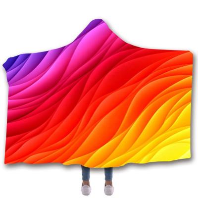 China Anti-Pull 3D Printing Hooded Coat Throw Blanket With Hood For Adults And Kids for sale