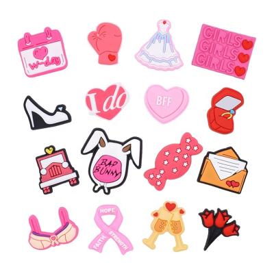 China Provide Eco-friendly Customized New Cartoon Rose Girl Series Shoes Flower Buckle PVC Charm Garden Hole Shoes Flower Buckle for sale