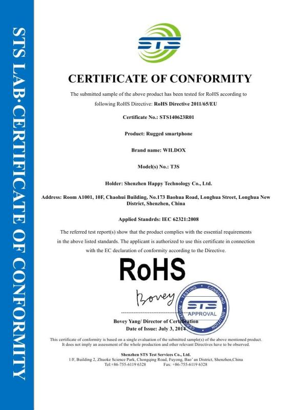 ROHS - Shenzhen Happy Technology Co. Ltd