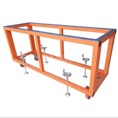 China Assembly SANDE Adjustable Work Table TOOLS Four Wheel Stainless Steel For Working With Slabs Marble Processing for sale