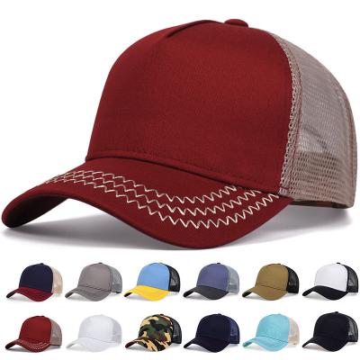 China breathable & Waterproof Custom Hats Logo Embroidery 5 Panel Fitted Empty Mesh Baseball Sports Caps Trucker Hats Wholesale Hats for sale