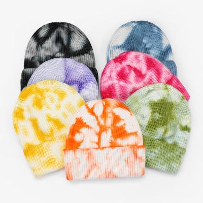 China breathable & Factory Price Winter Waterproof Hats Caps Women Men Wholesale Embroidery Tie Dye Knitted Beanies With Custom Logo for sale